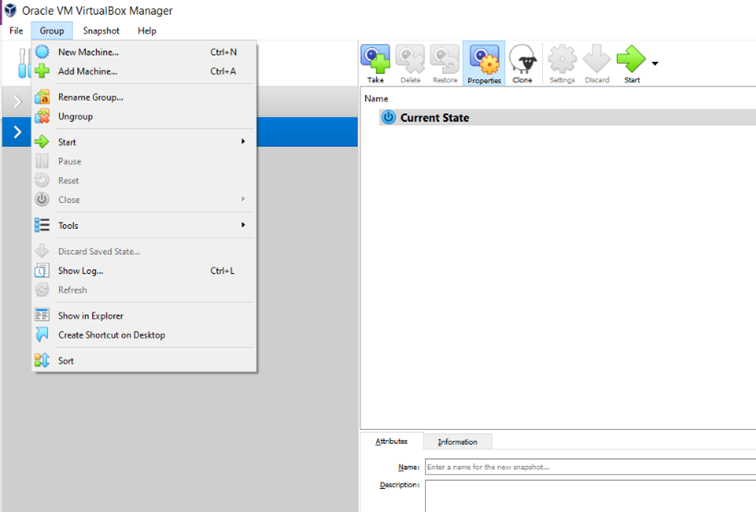 Oracle VM VirtualBox Manager Create a VM