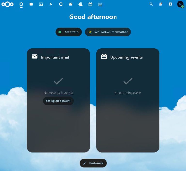NextCloud dashboard screenshot