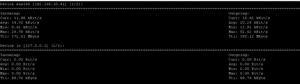 nload example on Ubuntu