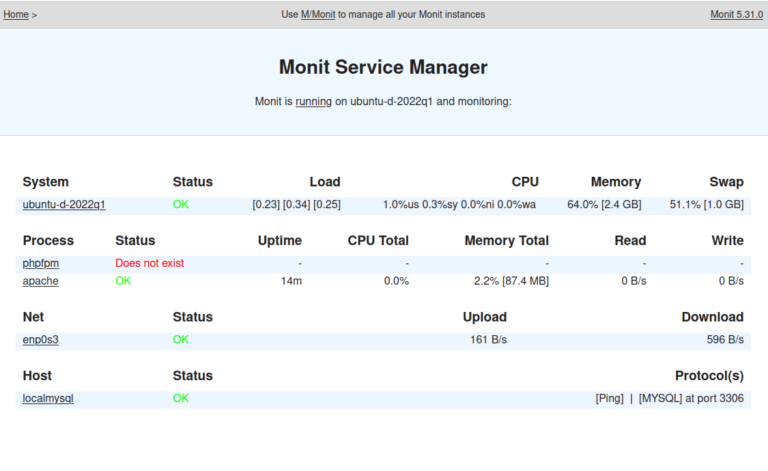 Monit Dashboard on My Ubuntu 22.04