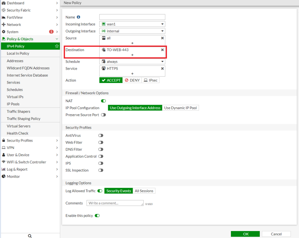 Create IPv4 Policy