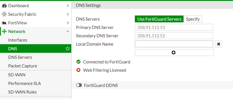 DNS Settings on FortiGate 