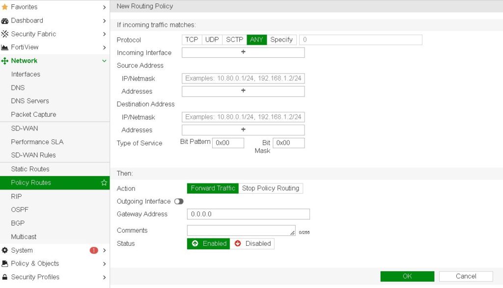 FortiGate Policy Routes