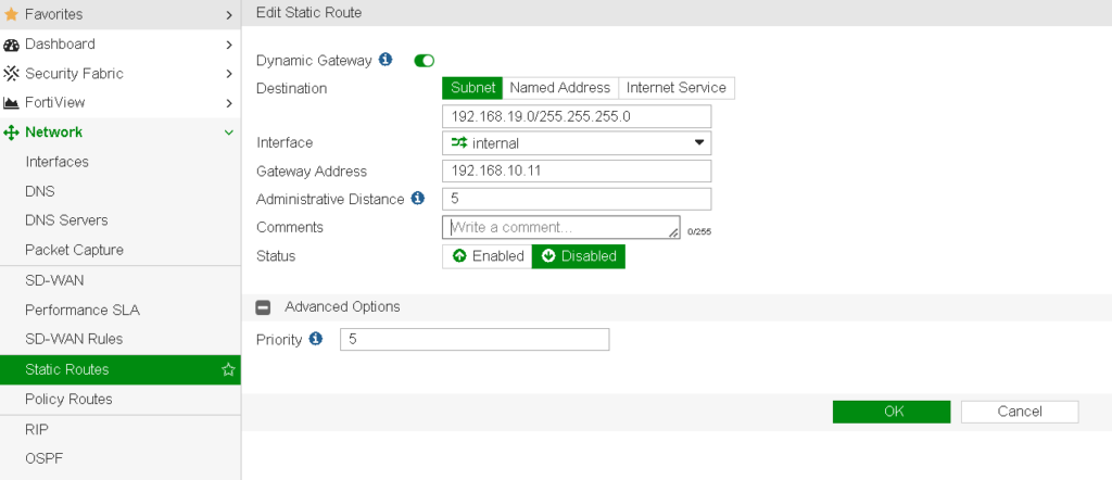 Static Routes, Priority, Firmware v6.0.13