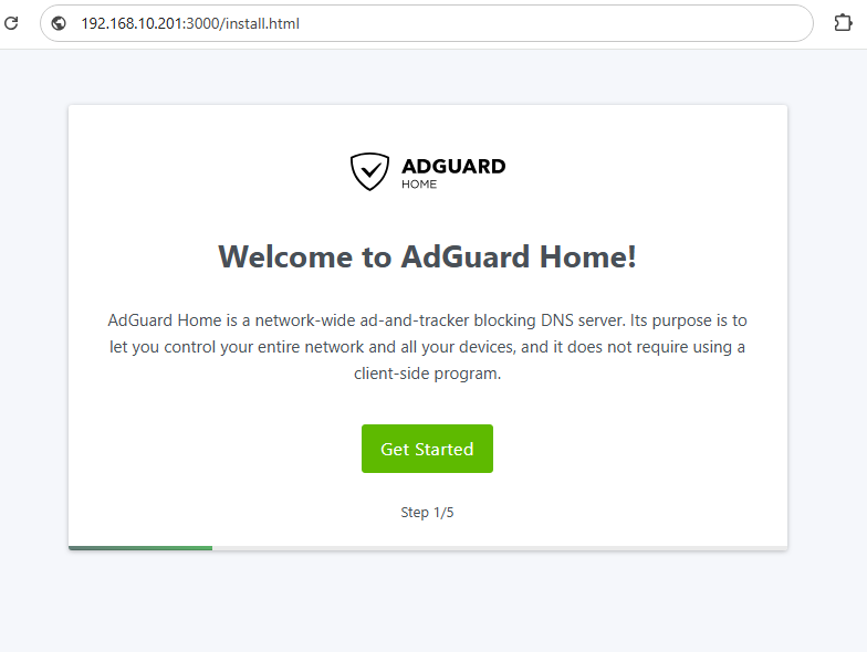 AdGuard Home Setup from web browser