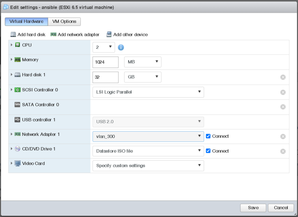 VM Settings, Change Network Adapter to created VLAN