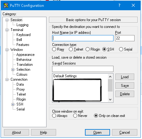 Use Putty to test shell access