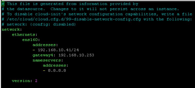 Netplan Example of Static IP Configuration